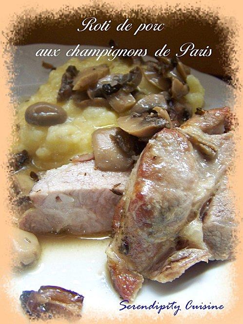 Roti de porc aux champignons de Paris