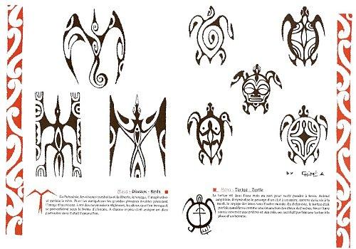 les tatouages maori. Motifs de tatouages Polynésiens d'oiseaux et tortues par Chime.