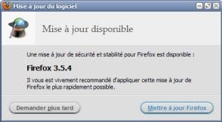 Mise à jour Firefox 3.5.4 - Update