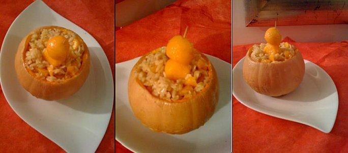 Rosotto safrané à l'orange,vin blanc et courge