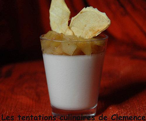 Panna cotta des Antilles : coco, rhum, pomme double texture