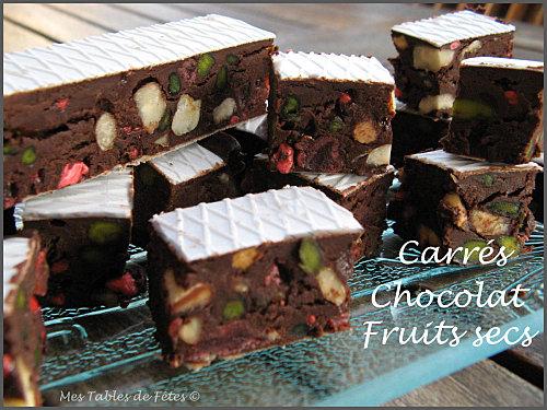 Carrés de chocolats aux fruits secs