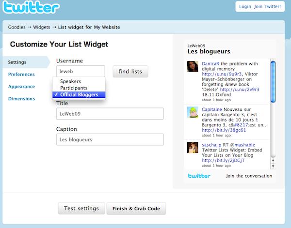 twitter widget liste Twitter: créez des widgets qui utilisent la fonction Liste