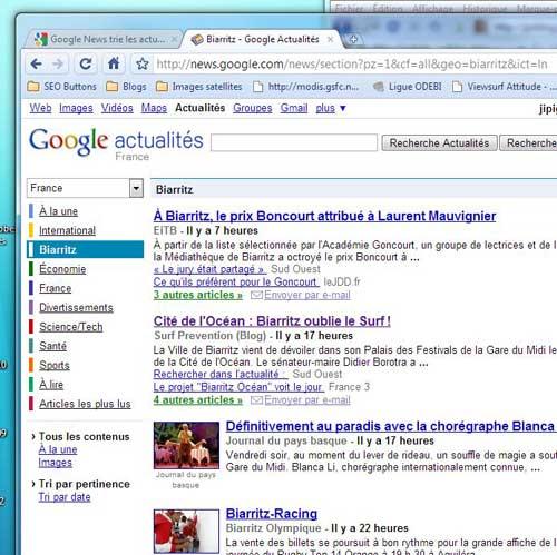 Les actualités de Biarritz avec Google news