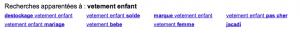 requete vetement enfant dans recherche apparentee de google