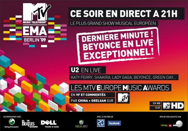 CE SOIR jeudi 05/11 à  21H - BEYONCE eu direct live exceptionnel - MTV EMA