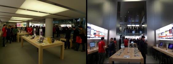 Macbooks et espace dédié à l'iPhone, nov. 2009 Apple ouvre son 277ème Apple Store, le 1er en France