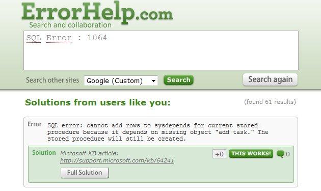 errorhelp, base de données des messages erreurs errorhelp, base de données des messages erreurs