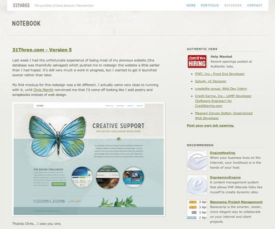 50 Beautiful and Creative Blog Designs 31three in 50 Beautiful and Creative Blog Designs