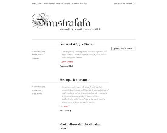 50 Beautiful and Creative Blog Designs Daustralala in 50 Beautiful and Creative Blog Designs