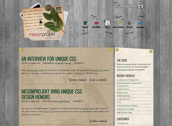 50 Beautiful and Creative Blog Designs Meson-projekt in 50 Beautiful and Creative Blog Designs