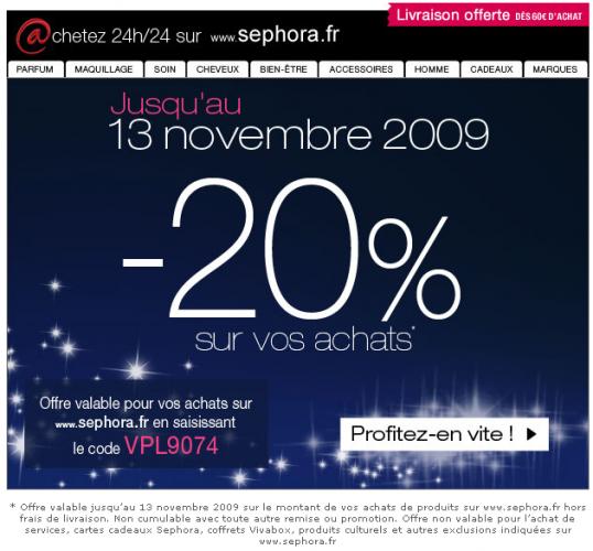 Bon plan : 20% de réduction chez sephora.com Bon plan : 20% de réduction chez sephora.com
