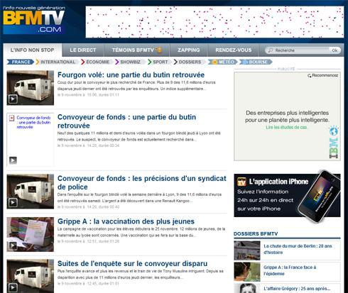 BFMTV : l’info de répétition aussi sur le web ? Capture BFMTV.fr
