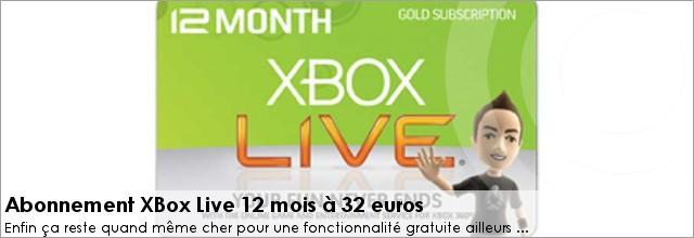 Abonnements XBox Live Gold à 32 euros Abonnements XBox Live Gold à 32 euros