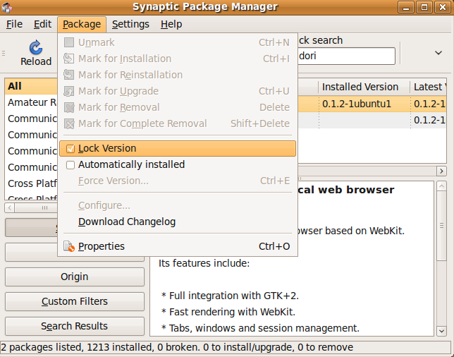 HowTo Ubuntu: verrouiller la version d’un package avec Synaptic