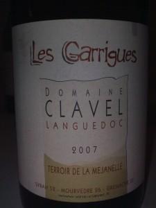 Les Garrigues 2007 du Domaine Clavel