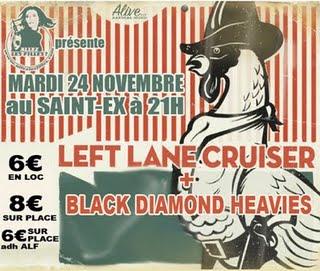 Compte-rendu du concert de Black Diamond Heavies et Left Lane Cruiser le 24/11, au St-Ex (Bordeaux)