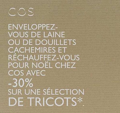 - 30% sur une sélection de tricots chez COS