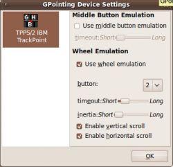 Activer le scroll de son thinkpad sous Karmic - Linux gpointing device settings