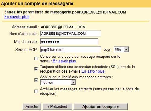 Migration de compte hotmail vers gmail - 2