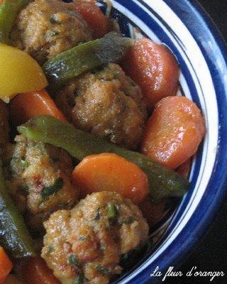 Tajine de boulettes de merlan aux légumes Tajine de boulettes de merlan aux légumes