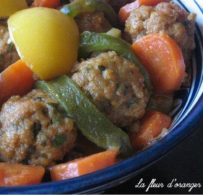 Tajine de boulettes de merlan aux légumes Tajine de boulettes de merlan aux légumes