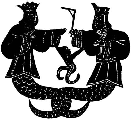 Une représentation chinoise de l'équerre, du compas et du serpent