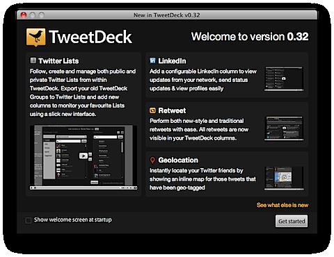 tweetdeck Tweetdeck 0.32, un excellent client Twitter Air