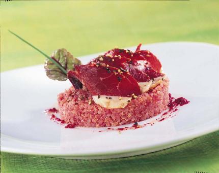 Magret d'oie fumé, salade de quinoa à la vinaigrette de Tandoori, Henri Gagneux