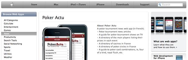 La Web App Poker Actu sélectionnée par le staff d'Apple