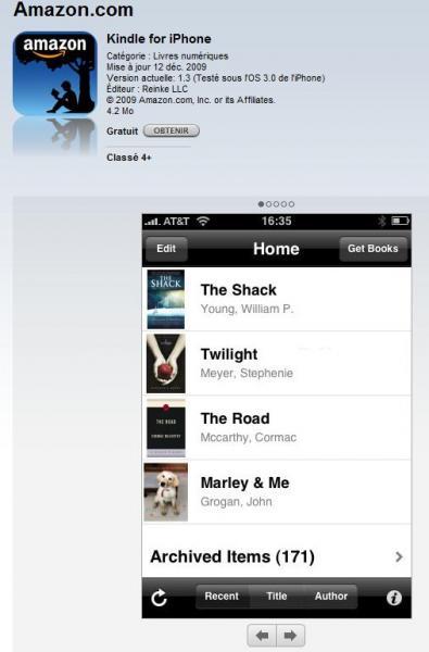 L'application Kindle for iPhone disponible à l'internationale