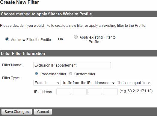 Google Analytics filtre adresse IP