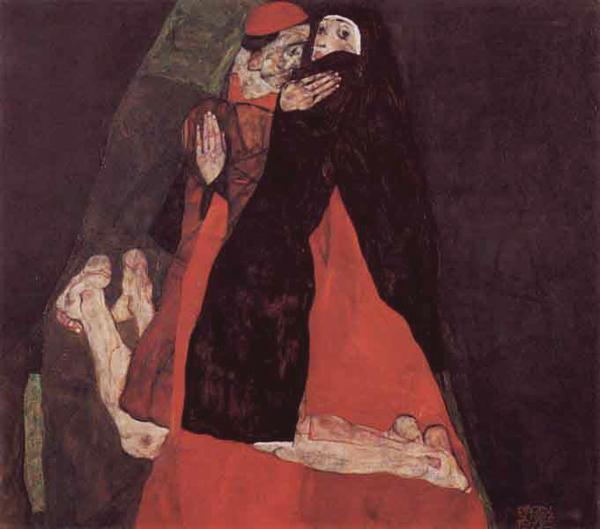 Egon Schiele, peintre expressionniste autrichien - Biographie - oeuvre sur papier 3-le-cardinal-et-la-nonne-huile.1259873430.jpg