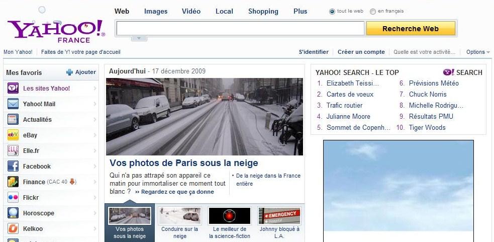 Yahoo 17 décembre Paris sous la neige