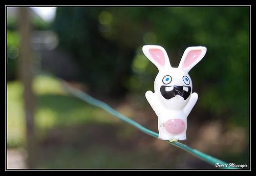 Les lapins crétins s’essayent au cirque… Lapin crétin funambule