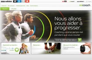 Adidas a aussi son « kit running » Page d'accueil du site miCoach