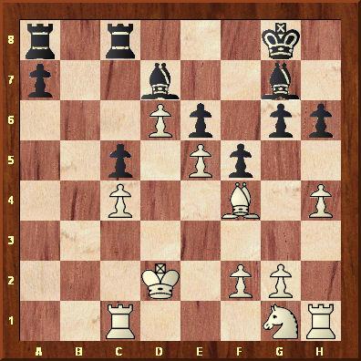 19ème coup de la 5ème partie. Quel coup permet à Karpov d'avoir une position gagnante ? Les Noirs menacent g6-g5, sacrifiant un pion pour gagner le pion blanc e5 et attaquer le pion d6.