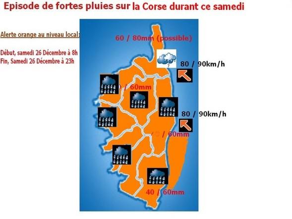 Communiqué spécial : Forte dégradation demain sur la Corse (fortes pluies / vents forts)