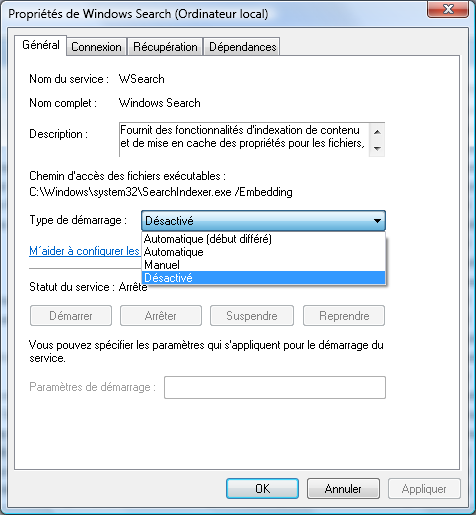 0 aBbxmsn2 windows search propriete Désactiver le service dIndexation de Windows
