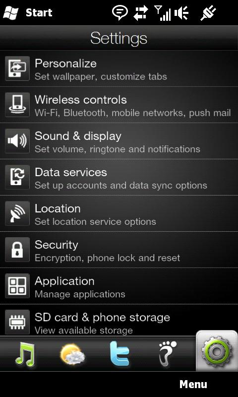 HTC HD 2 screen 4