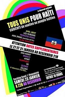 TOUS UNIS POUR HAITI: les concerts de soutien continuent