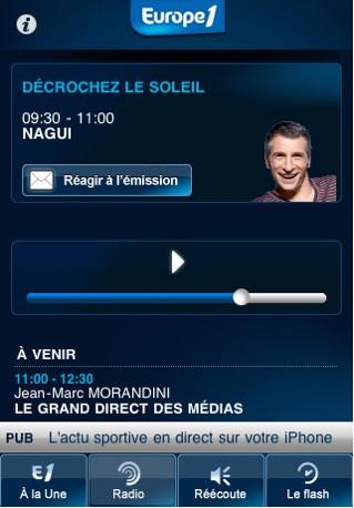Europe 1 sort son application iPhone.