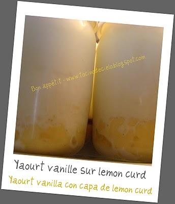 Yaourts vanillés sur lit de lemon curd - Yogures sabor vanilla sobre capa de lemon curd