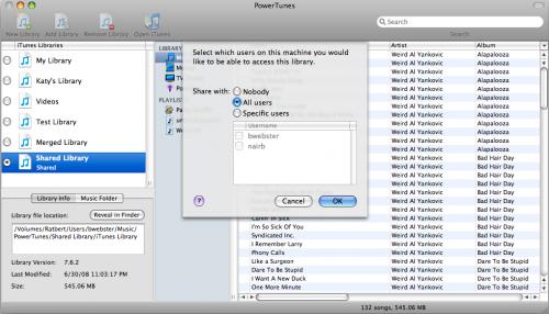 PowerTunes partage de bibliothèques