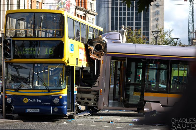 « The Luas litteraly crashed on a bus! »