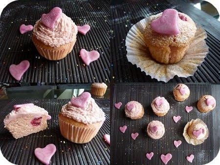 Mes Valentine's cupcakes ou mes cupcakes biscuits roses et framboises