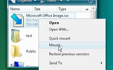 64 Bits : Shell Extensions ISO Mount Screenshot 1