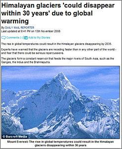 Glaciergate: il ne faut pas se faire une montagne de l'Himalaya dailymail