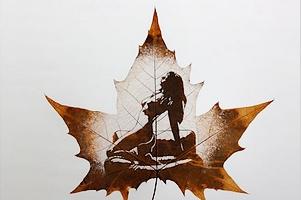 Sculpture sur feuilles d'arbres Sculpture sur feuilles d'arbres