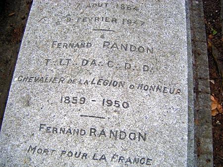 La tombe du Compagnon Randon au cimetière de Tours-La Salle (37)